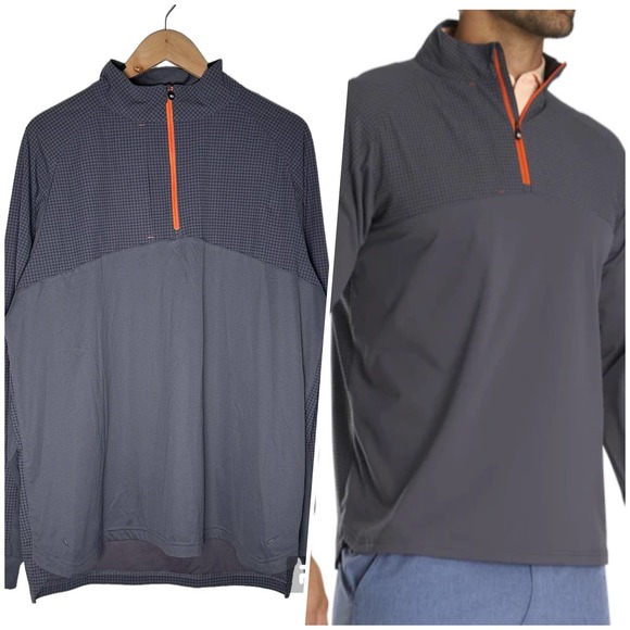 FootJoy | Men | Hyperflex Charcoal Check Quarter Zip Golf Pullover | Large - Picture 1 of 14